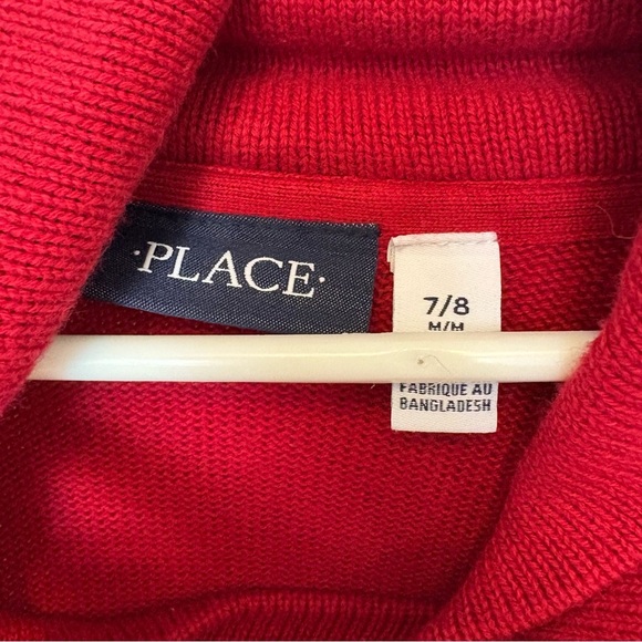 Childrens Place Red Patterned Knit Christmas Sweater size 7/8 - Picture 5 of 6